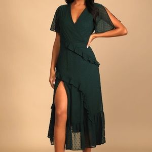 Emerald green midi dress